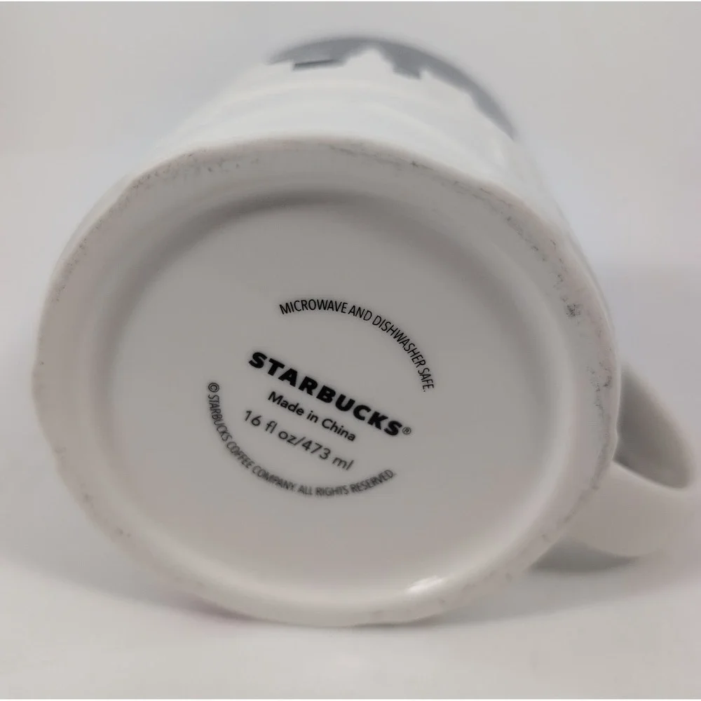 Starbucks London 3D Relief City Skyline Ceramic 16 oz Coffee Mug Black & White